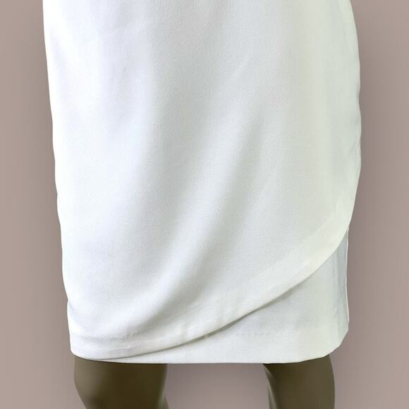 Saint Tropez West Chiffon Wrap Pencil Casual Skirt Lined Size 6 Cream Whte - Picture 6 of 14